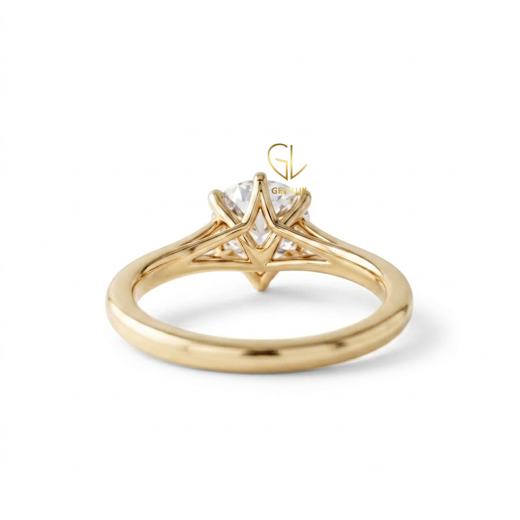 Round Brilliant Cut Lab Grown Diamond Split Shank Solitaire Engagement Ring