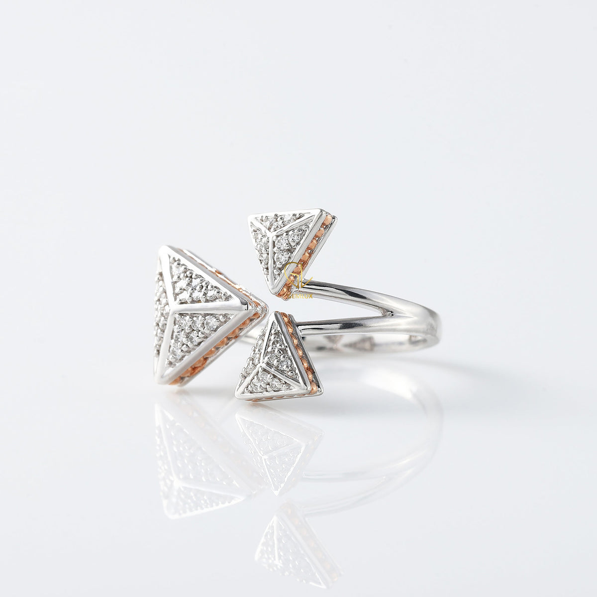 Round Cut Lab Grown Diamond Open Cuff Engagement Ring
