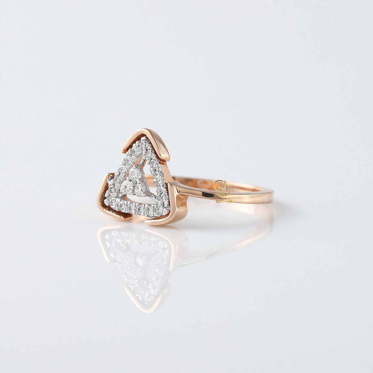 Round Cut Lab Grown Diamond Triangle Shap Engagement Ring