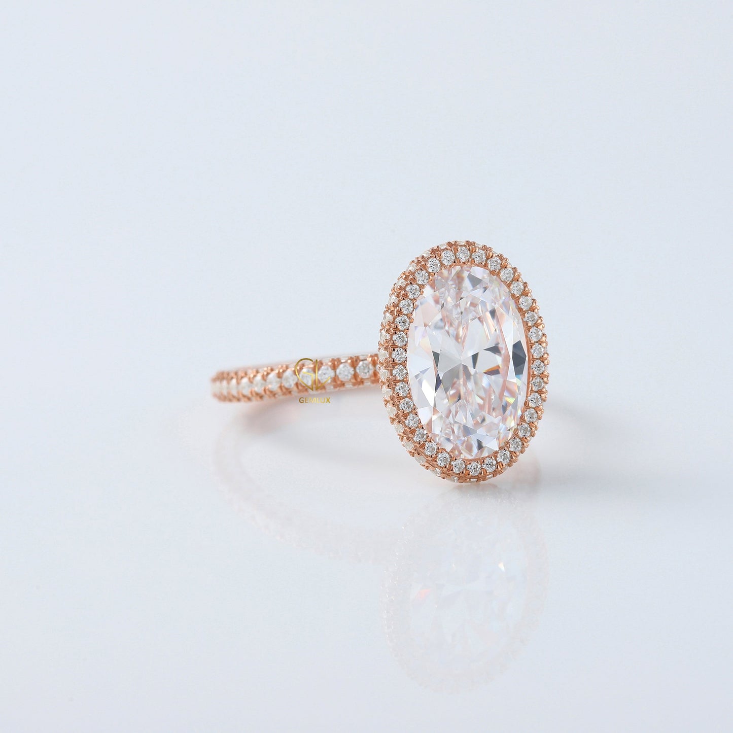 Round Cut Moissanite Diamond Hidden Halo Engagement Ring