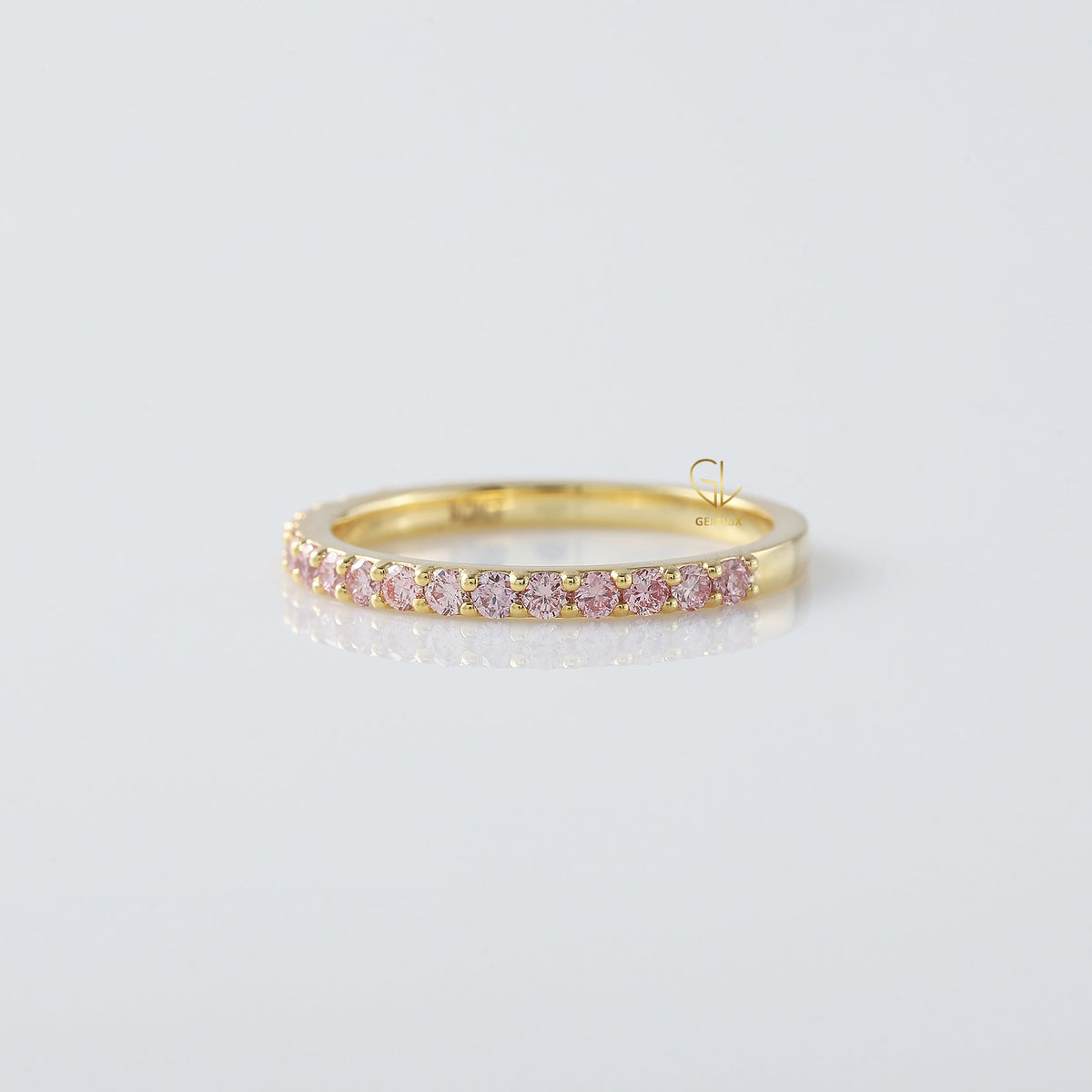 Round Cut Moissanite Half Eternity Wedding Band