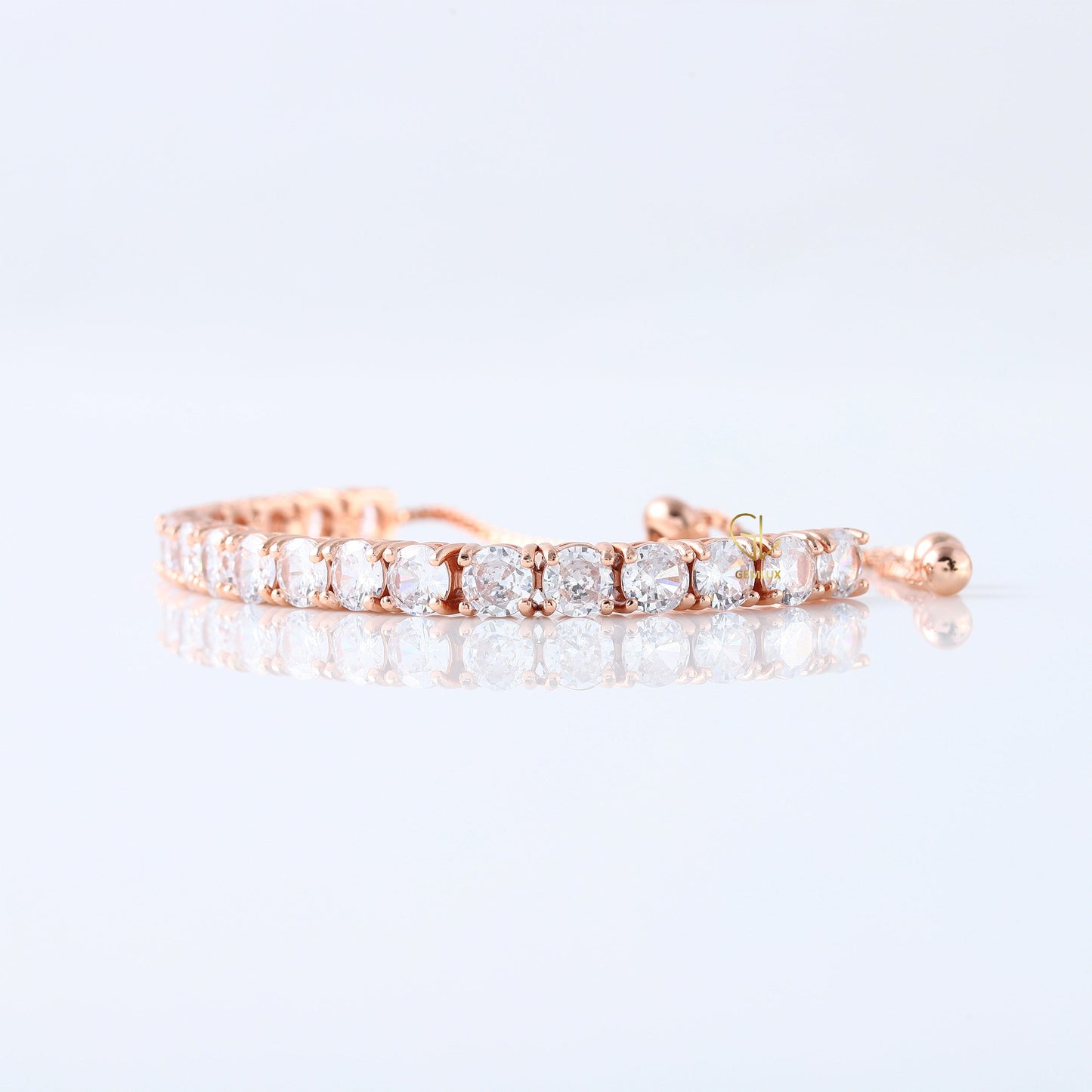 Round Moissanite Adjustable Tennis Bracelet - Rose Gold