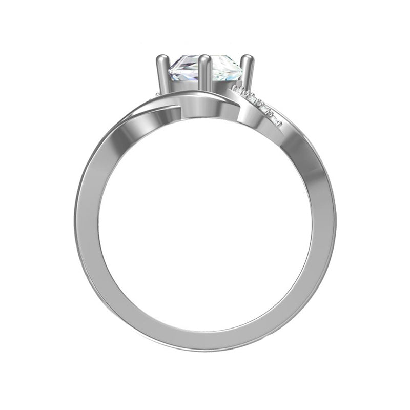 Round Moissanite Bypass Split Shank Pave Engagement Ring