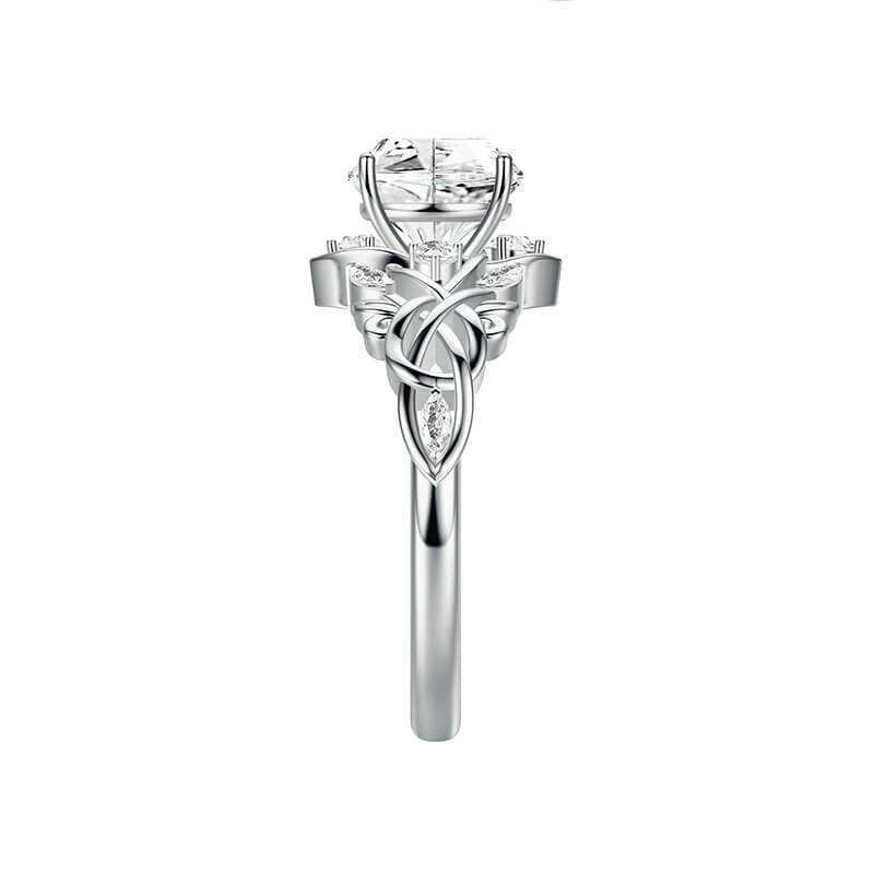 Round Moissanite Celtic Knot Cluster Engagement Ring