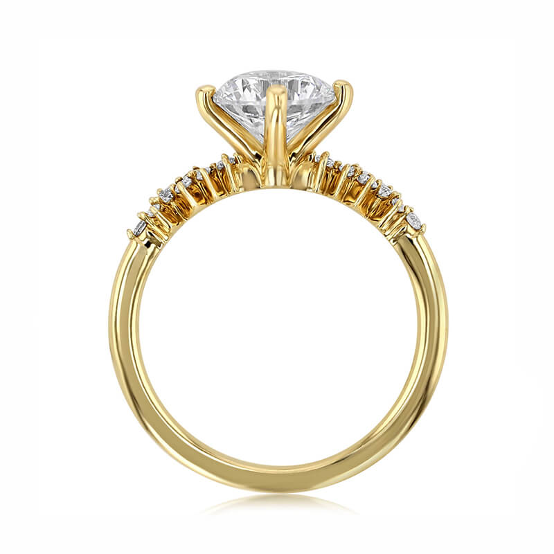 Round Moissanite Cluster Accents Engagement Ring