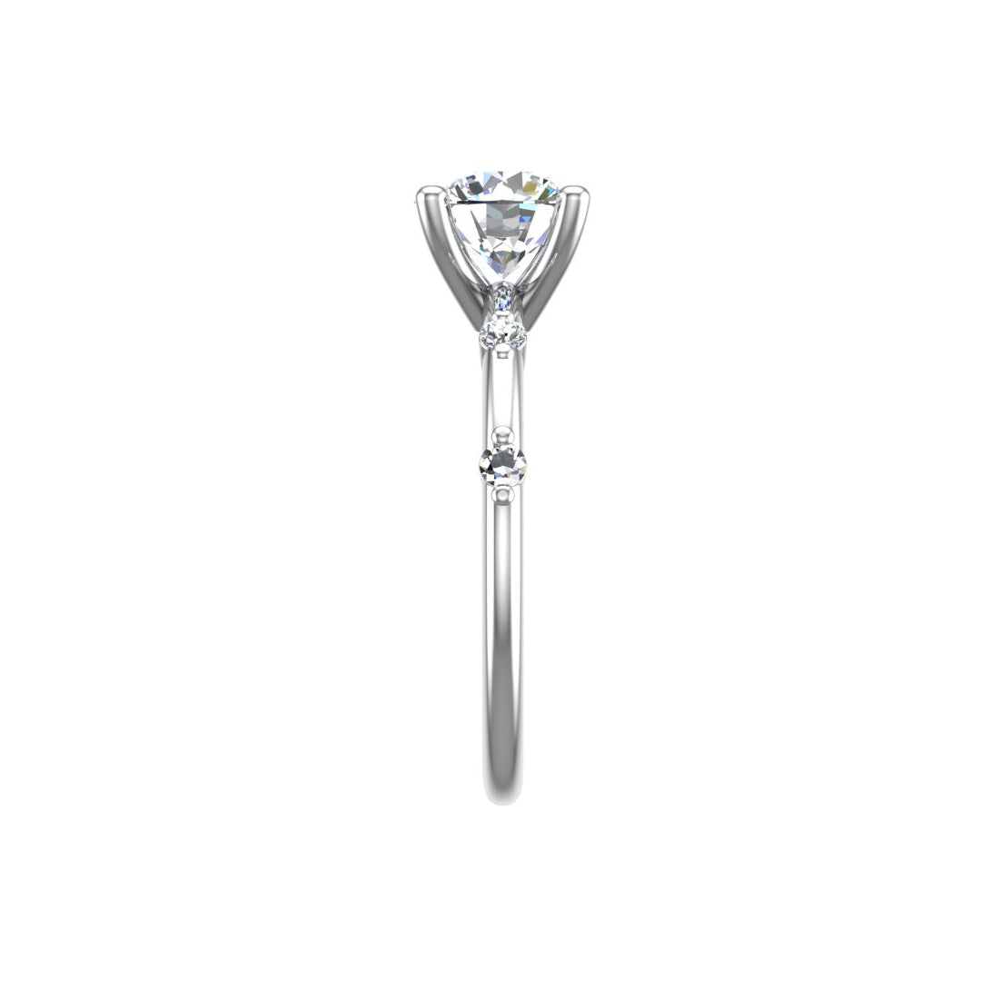 Round Moissanite Sleek Accents Engagement Ring