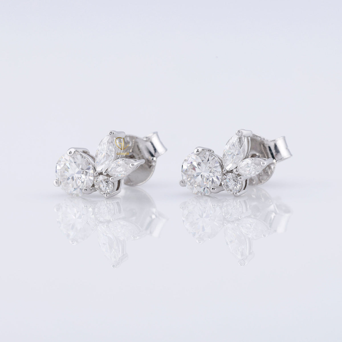 Round & Marquise Cut Moissanite Stud Earrings