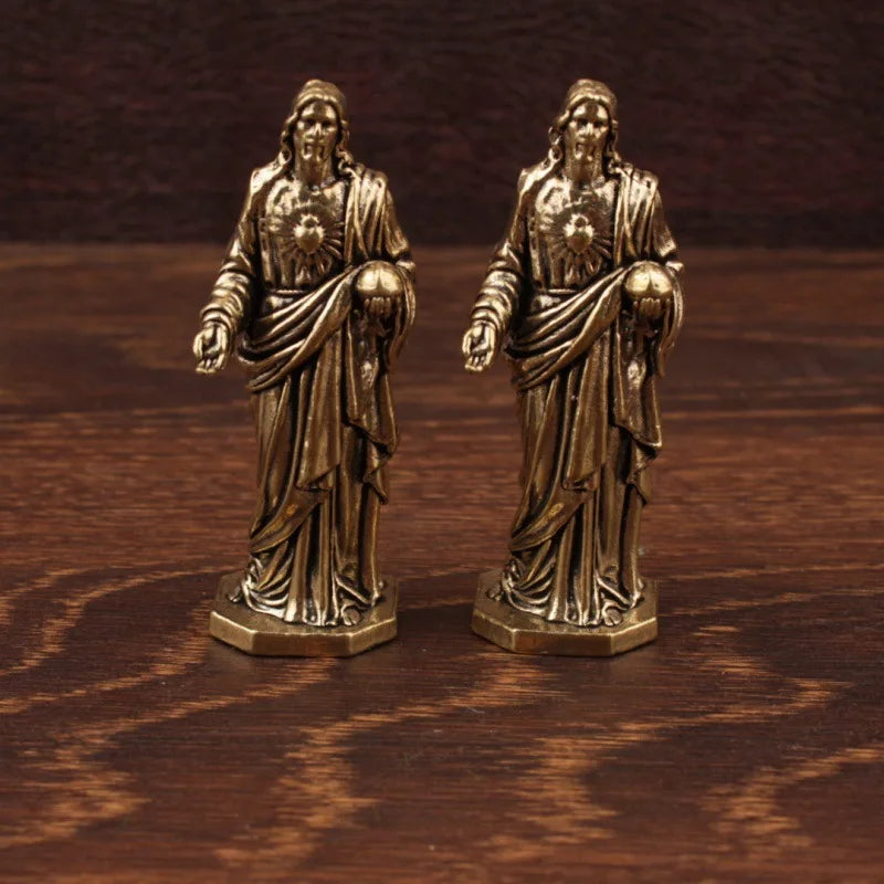 Miniature Brass Jesus Figure Sculpture