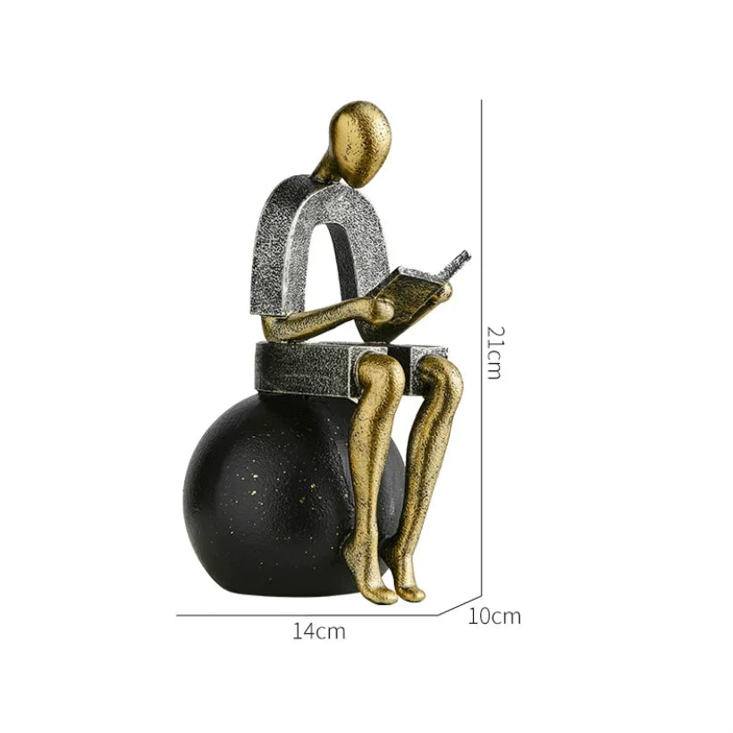 Abstract Seated Figure Resin Sculpture