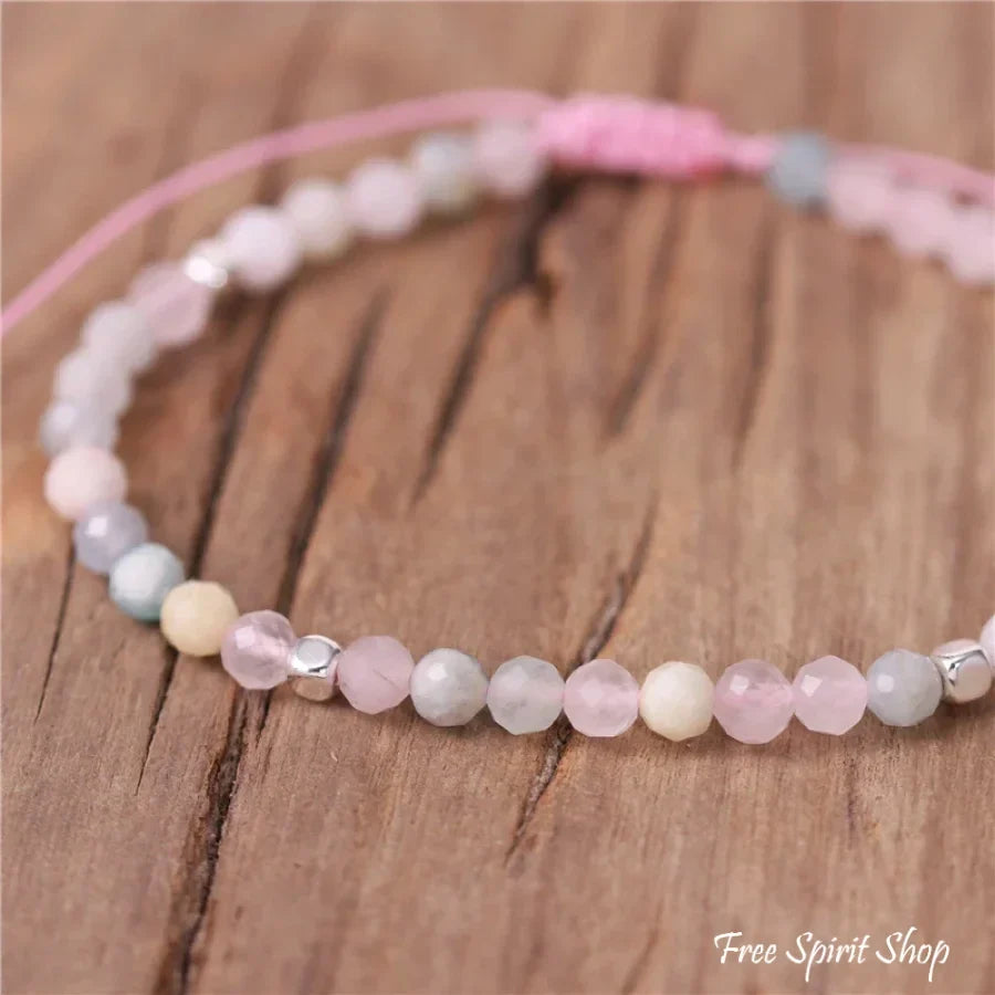 Natural Pink Morganite Minimalist Bead Bracelet
