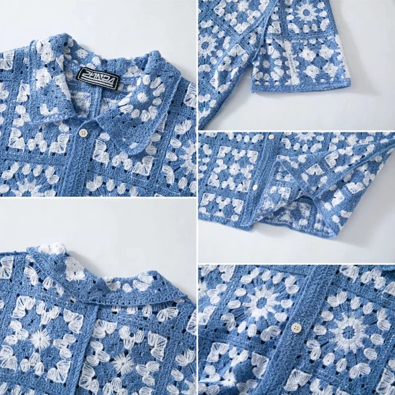 Floral Crochet Knit Shirt