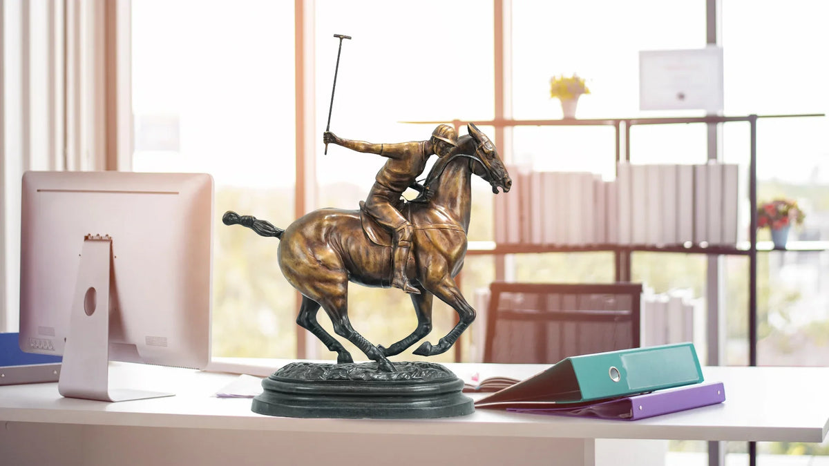 Bronze Polo Player on Horseback Sculpture