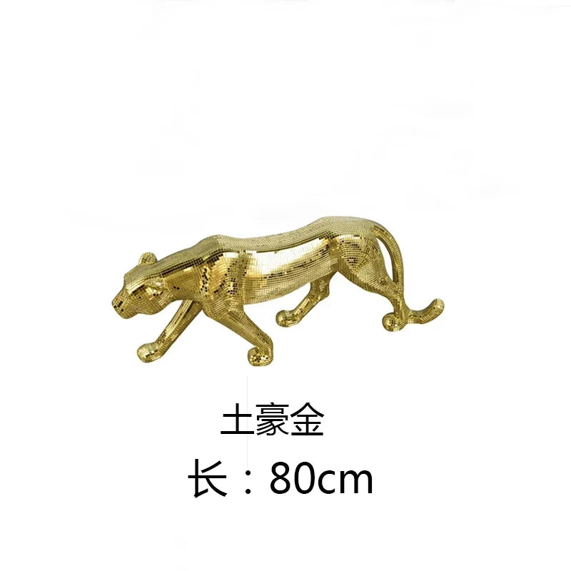 Mirror-Tile Leopard Sculpture