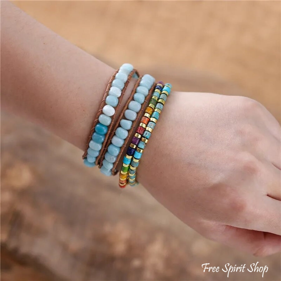 Rainbow Jasper Stone Adjustable Bead Bracelet