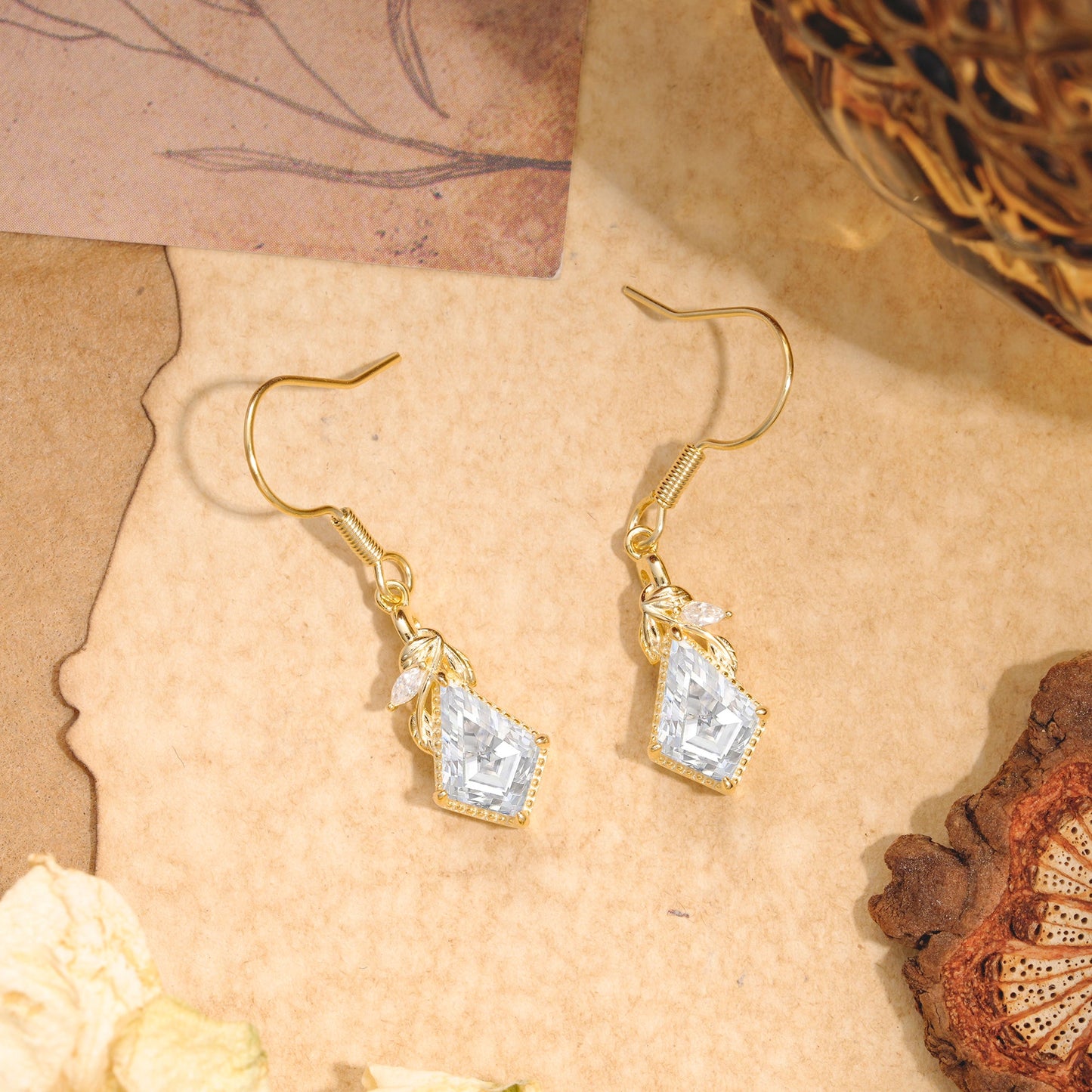 Classic Sparkling Geometric Moissanite Drop Earrings