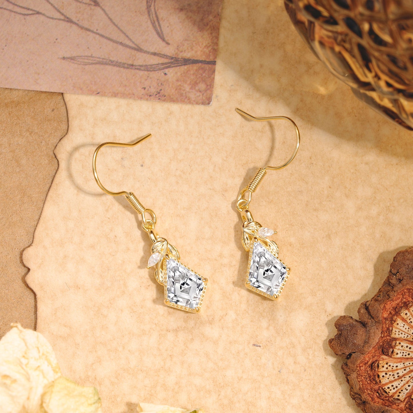 Classic Sparkling Geometric Lab Diamond Drop Earrings