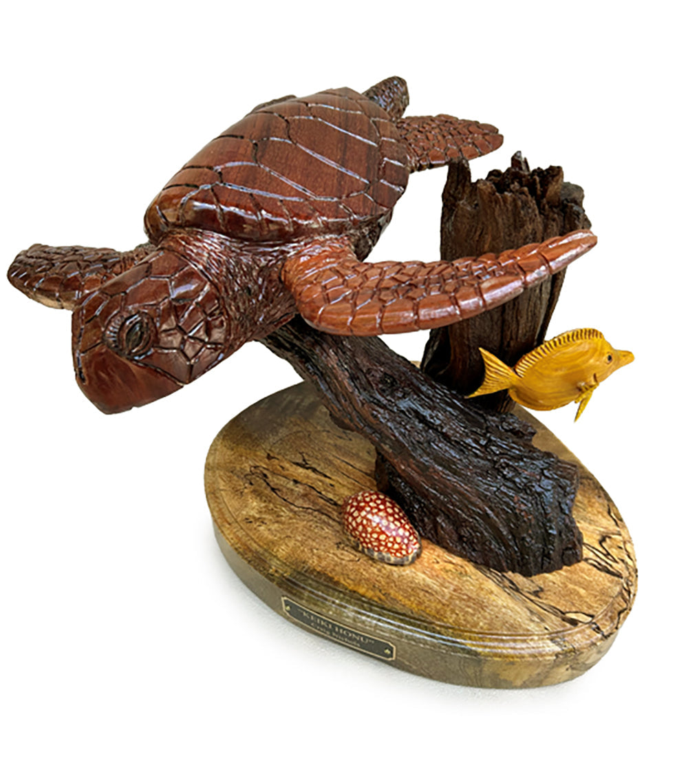 Koa Wood Sculpture "Keiki Honu" by Craig Nichols