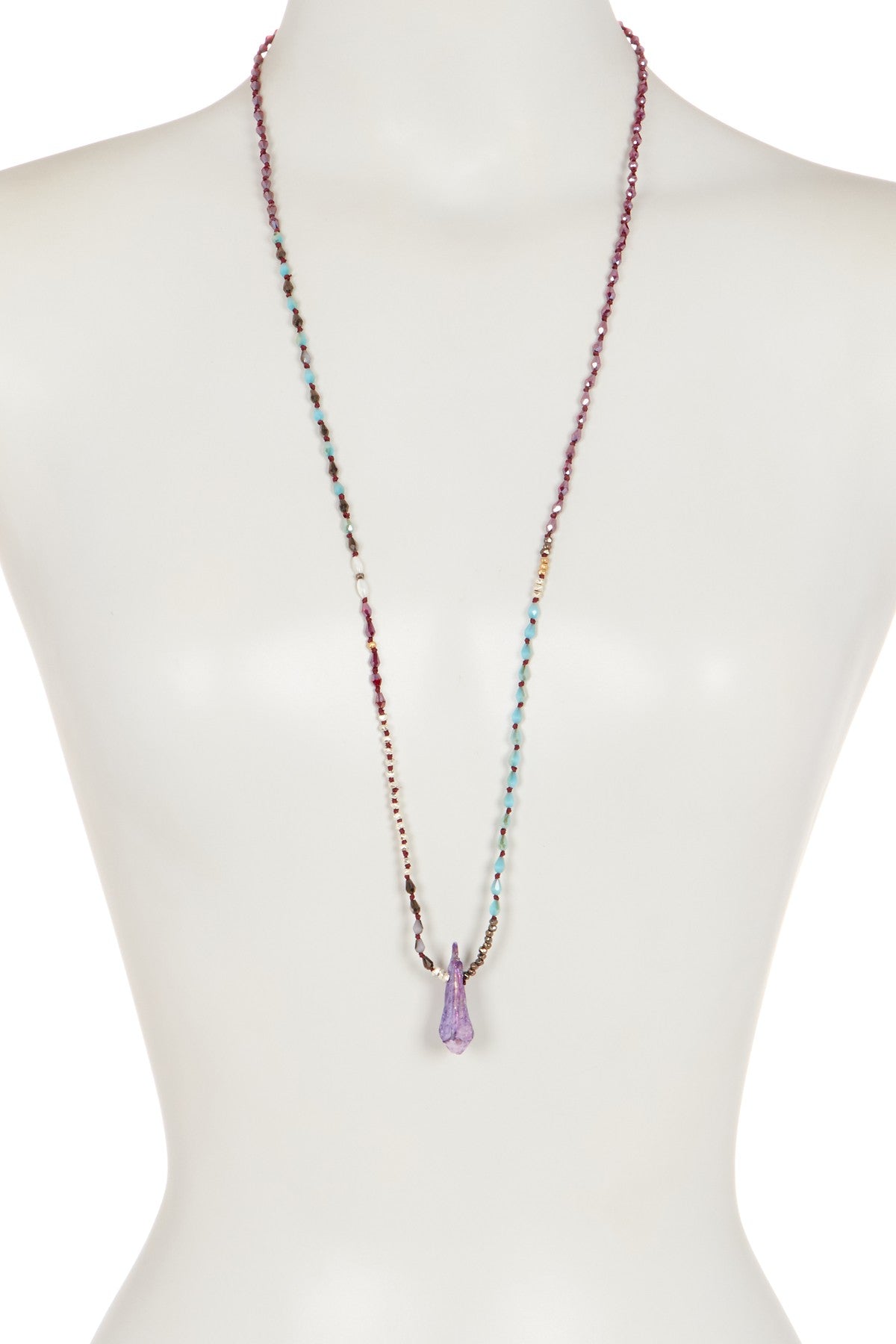 Purple Kyanite & Czech Crystal Artisan Cord Necklace
