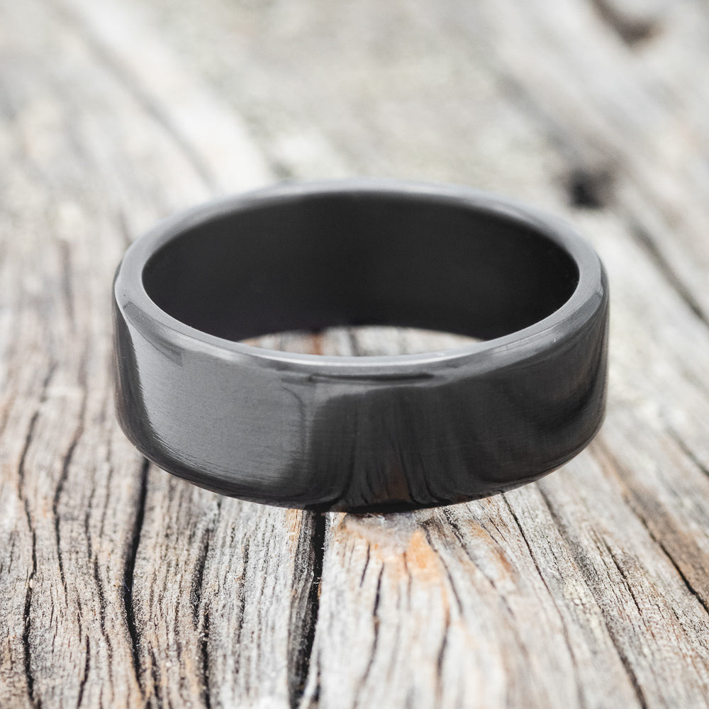 Solid Metal Wedding Band With A Polish Finish - Black Zirconium - Size 9 1/4