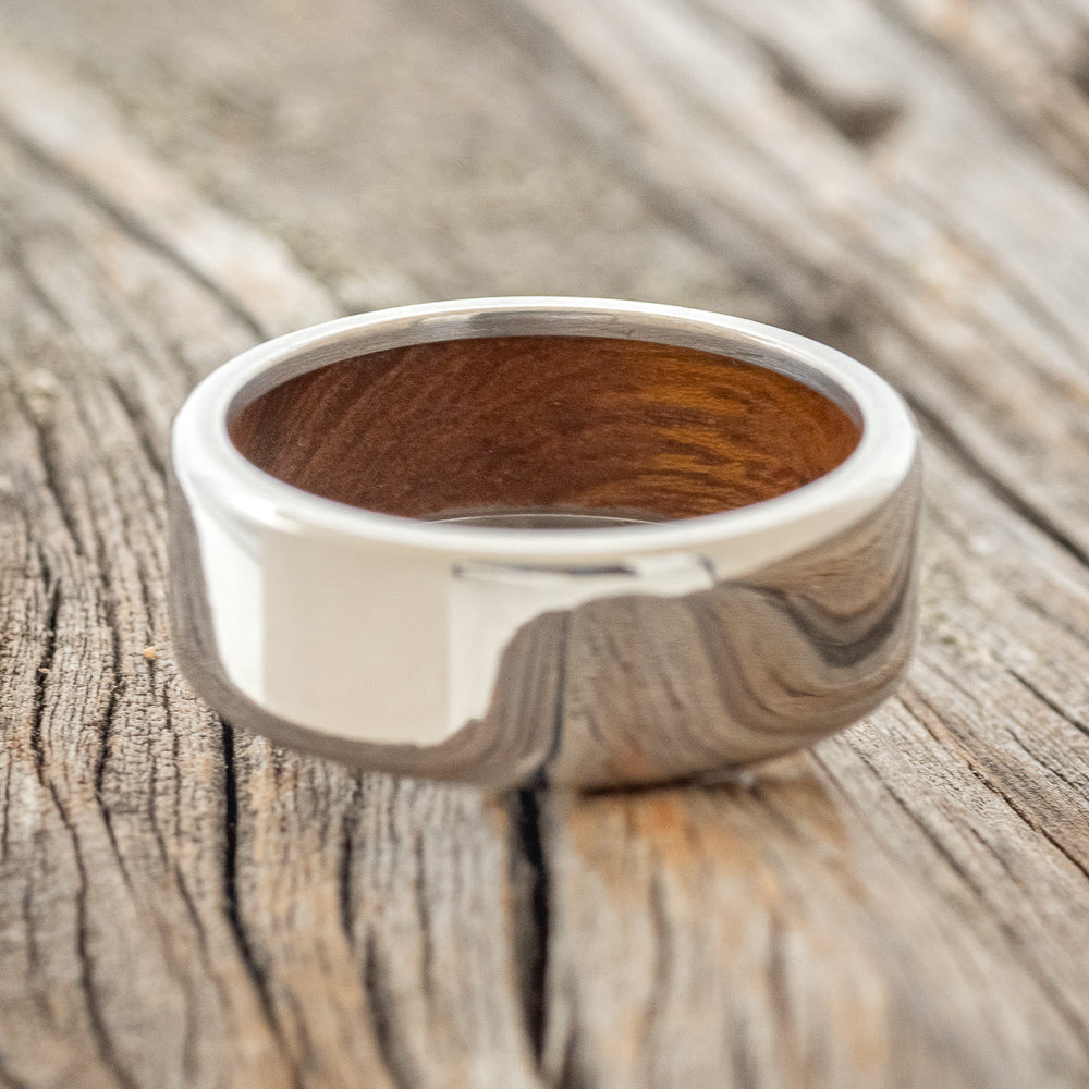 "Hyperion" - Ironwood Lined Wedding Band - Titanium - Size 6 3/4