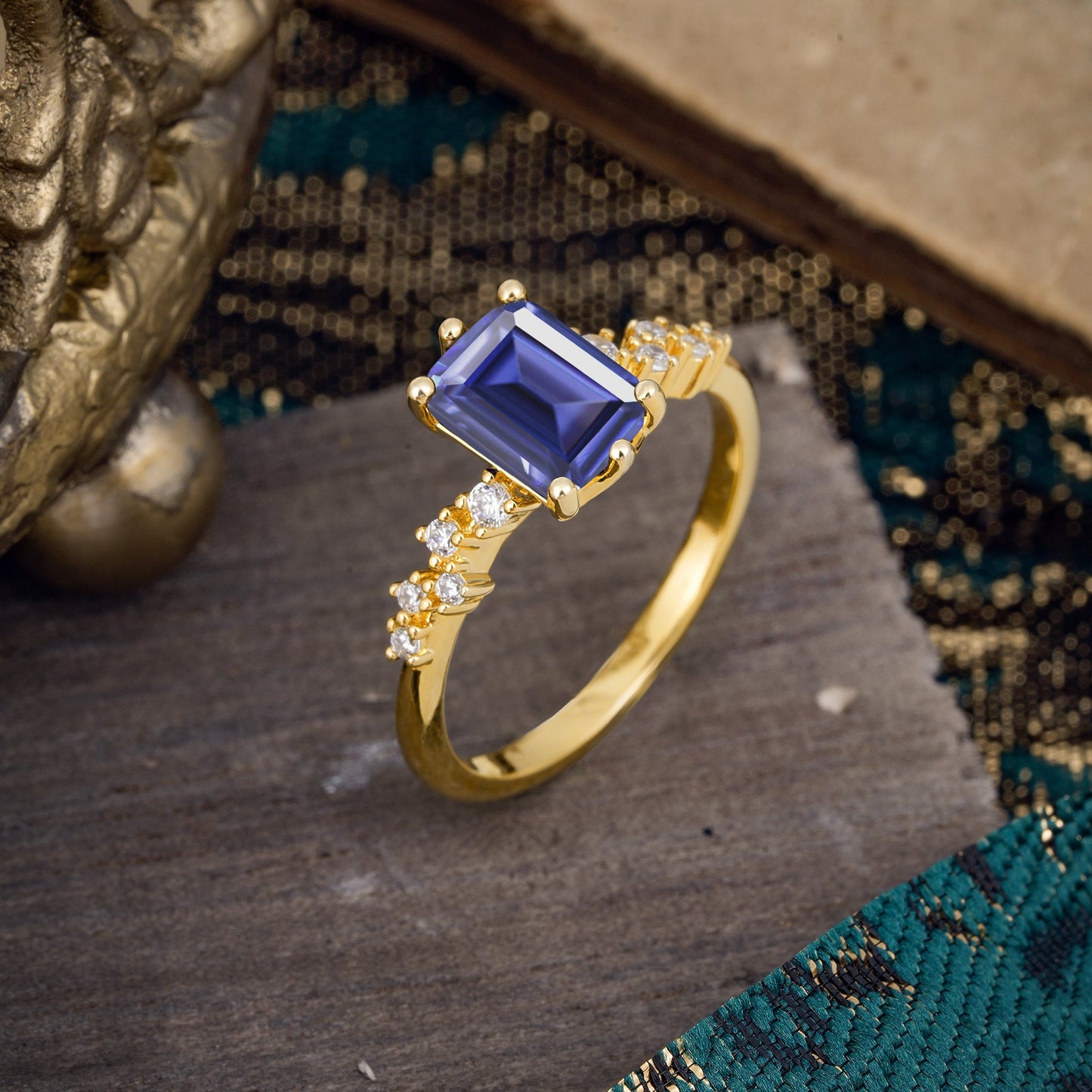 6 Prong Timeless 3 Carat Emerald Cut Tanzanite Engagement Ring