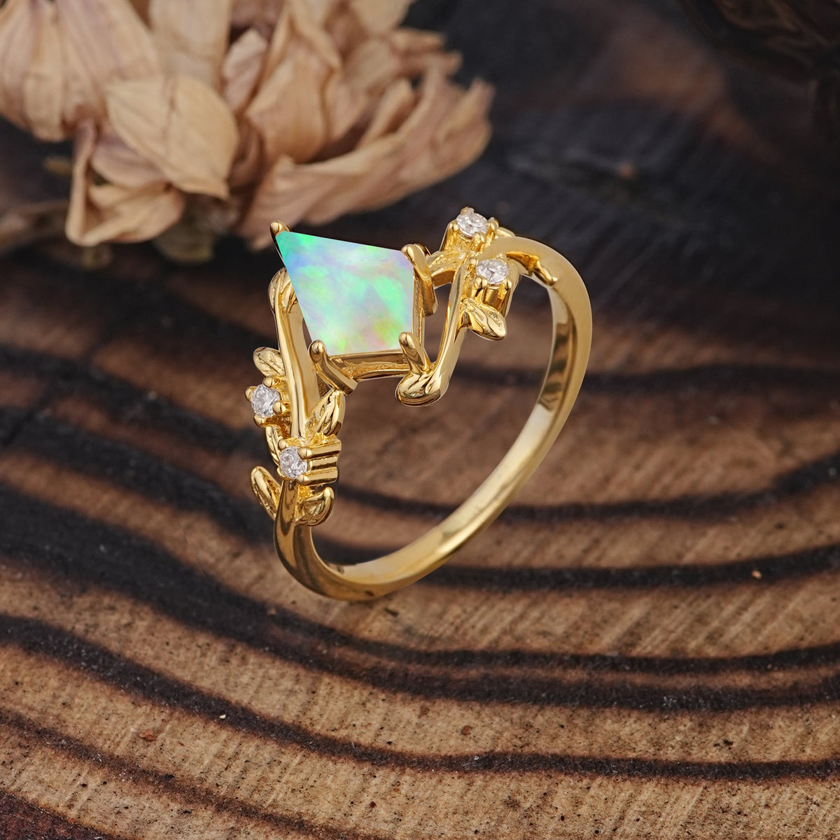 Dazzling Kite Cut Opal Engagement Ring