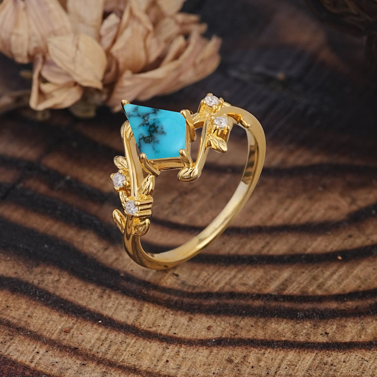Dazzling Kite Cut Turquoise Engagement Ring