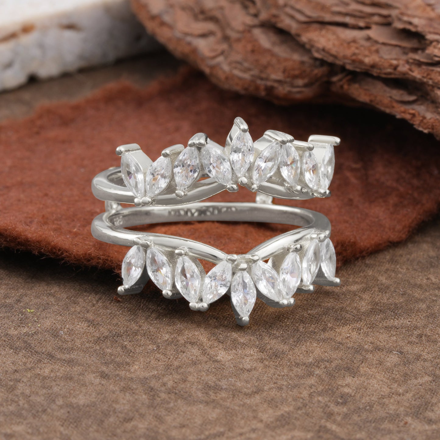 Nature Inspired Moissanite Curved Wedding Ring