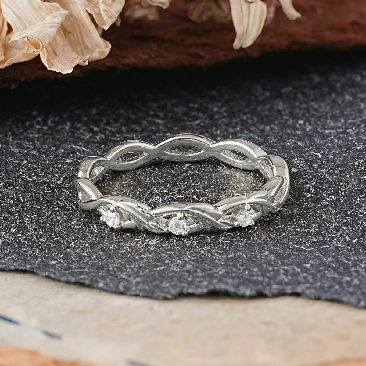Vintage Infinity Braided Moissanite Full Eternity Wedding Band