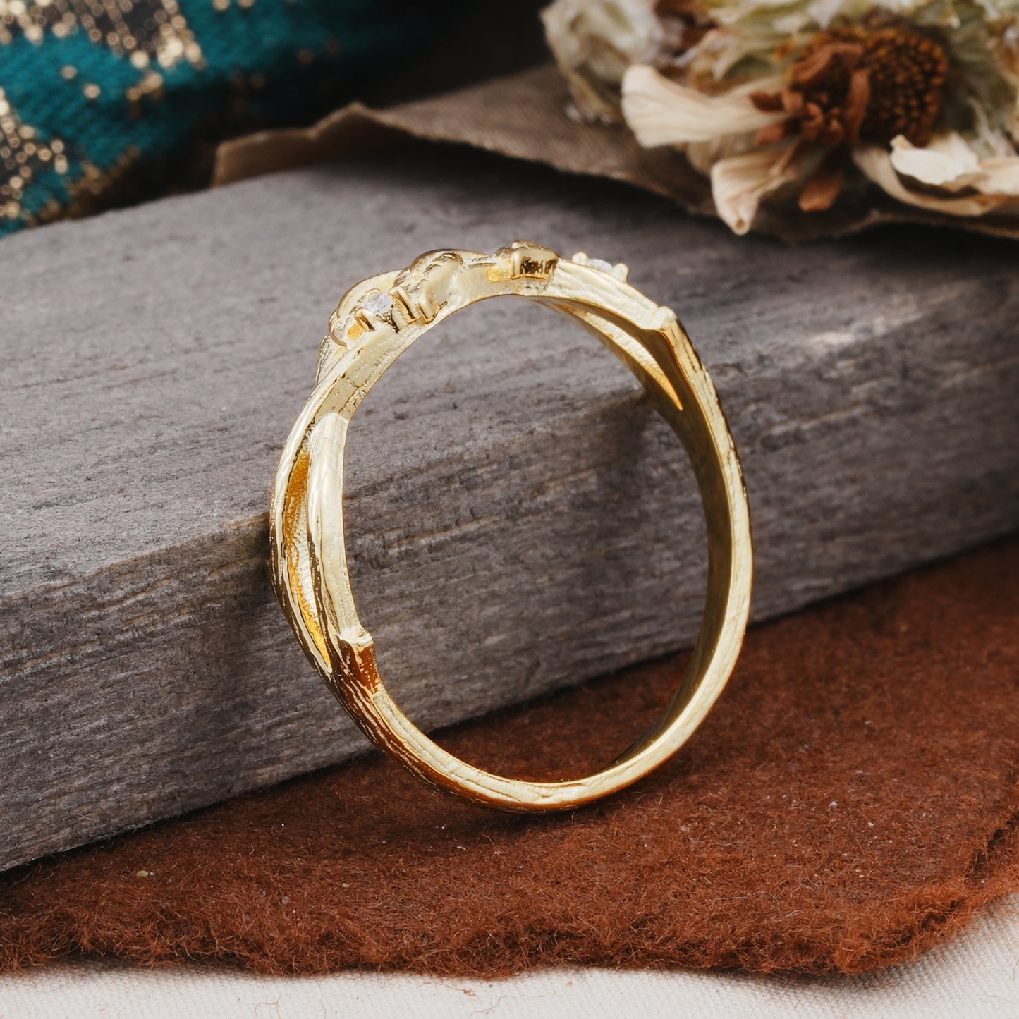 Nature Inspired Round Cut Moissanite Wedding Ring for Women