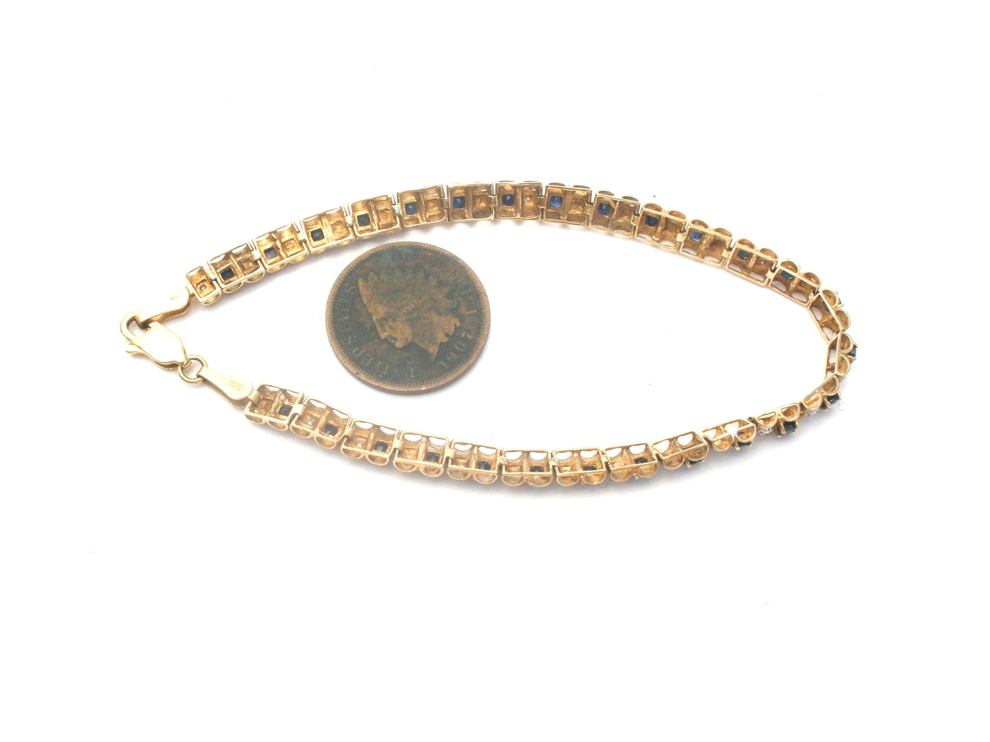 Sapphire & Diamond Tennis Bracelet 10K Gold