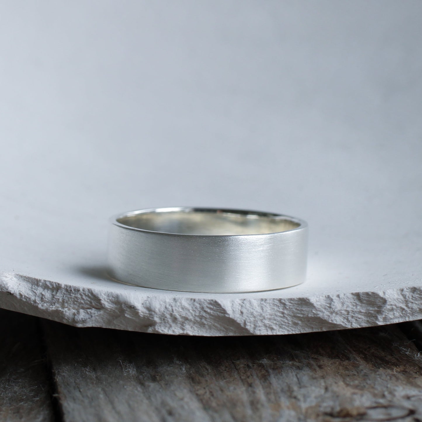 Satin 6mm wide silver ring