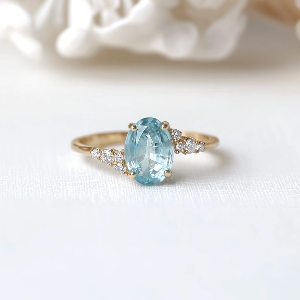 Marina’s Dew | Oval Aquamarine Engagement Ring