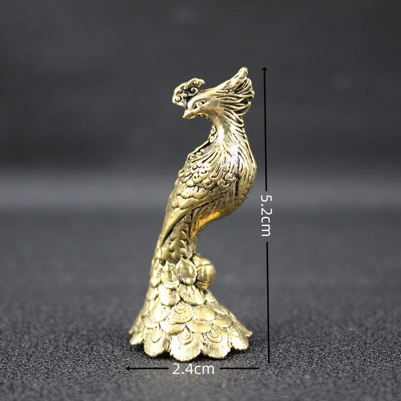Miniature Brass Peacock Sculpture