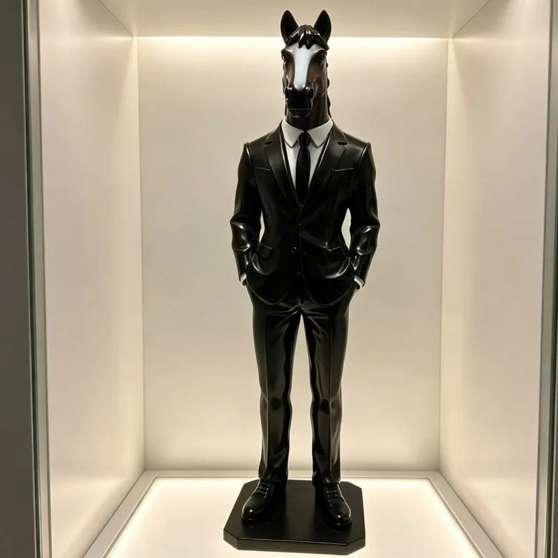 Suited Horse Resin Sculpture