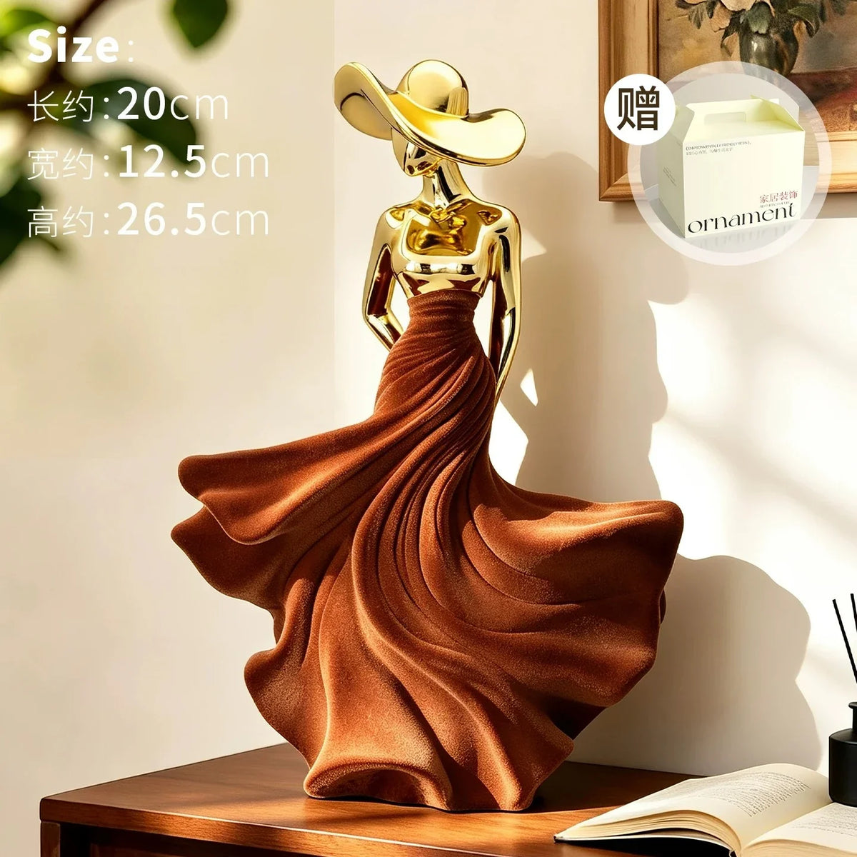 Electroplated Flocked Figure Sculpture