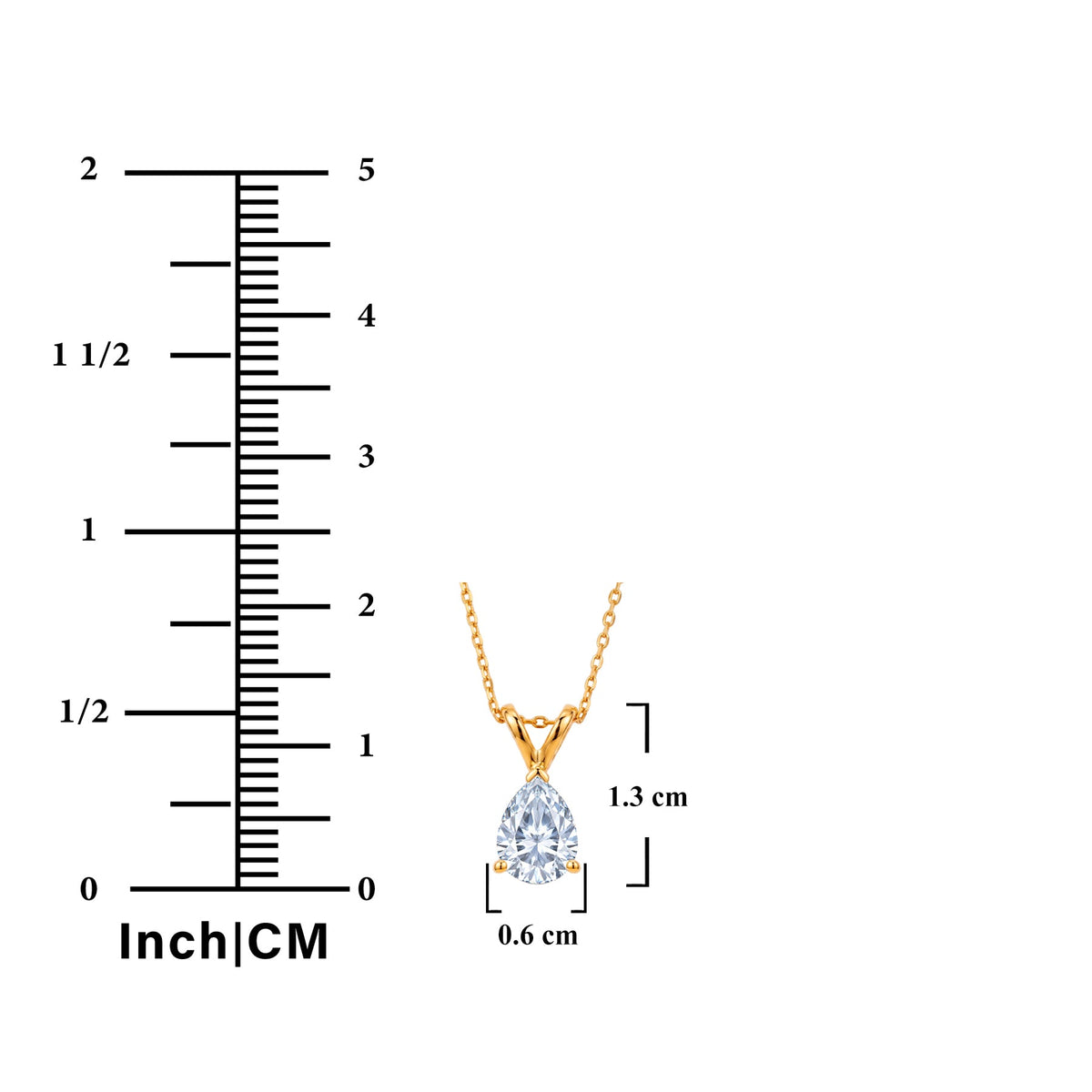 1/2 Carat Oval/Pear Shape Moissanite - Classic Pendant Necklace - 18K Gold Plating for Women