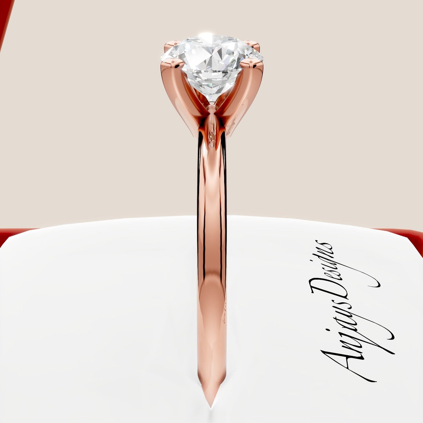 1 Carat Round Lab Grown Diamond Engagement Ring Minimalist Solitaire 4 Prongs Dainty Wedding Ring