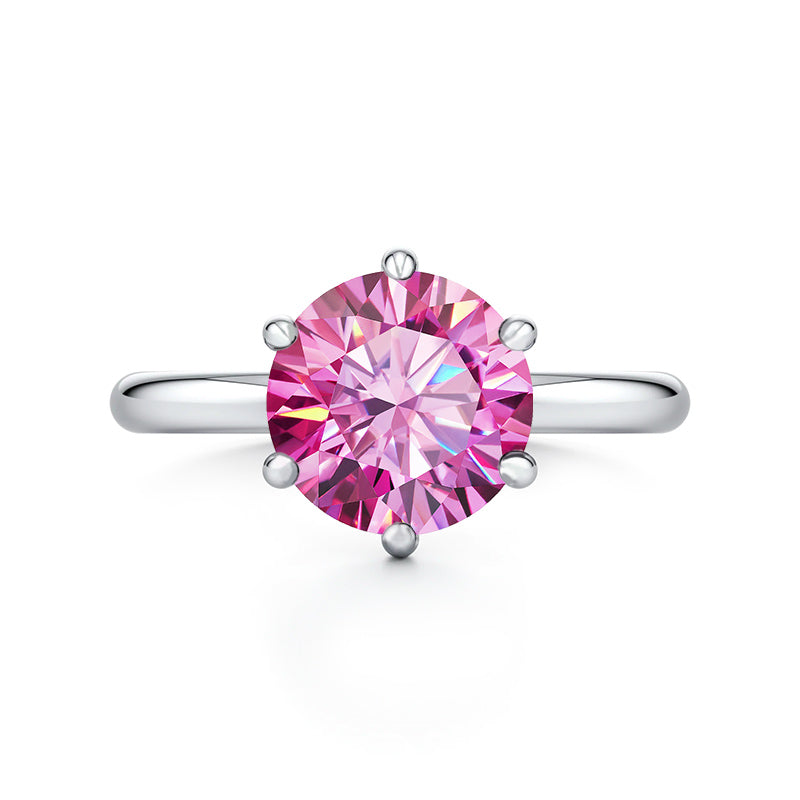 Solitaire Colored Moissanite Six Prong Engagement Ring