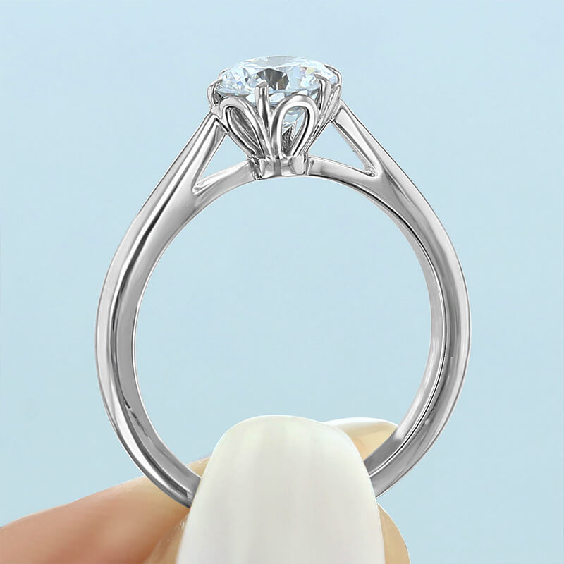 Solitaire Moissanite Six Prong Engagement Ring