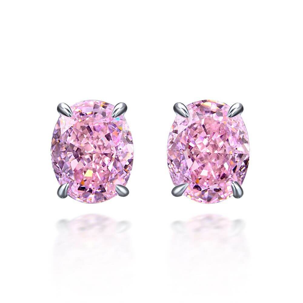 Solitaire Oval Cut Lab-Sapphire Sterling Silver Stud Earrings