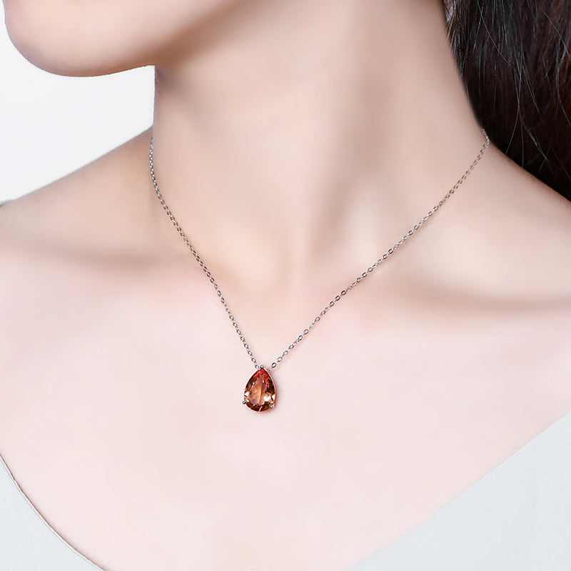 Solitaire Pear Cut Zultanite Diaspore Sterling Silver Necklace