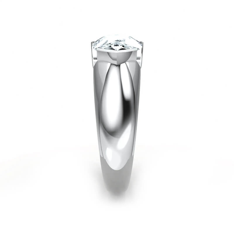 Solitaire Pear Moissanite Half Bezel Set Engagement Ring