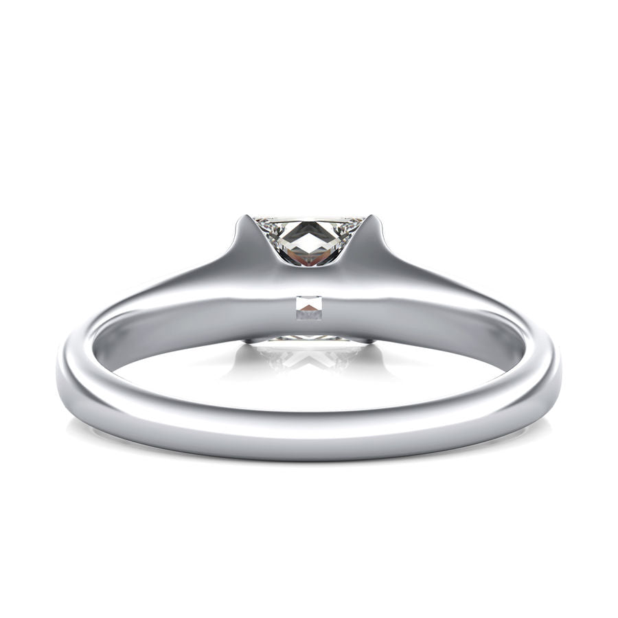 Solitaire Princess Moissanite Half Bezel Set Engagement Ring