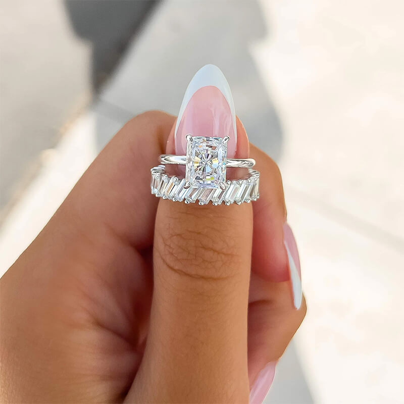 Solitaire Radiant Cut Simulated Diamond Engagement Ring