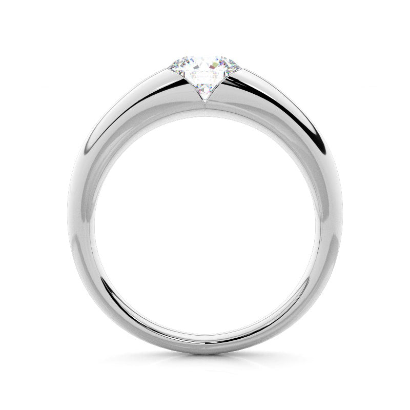 Solitaire Round Moissanite Half Bezel Set Engagement Ring