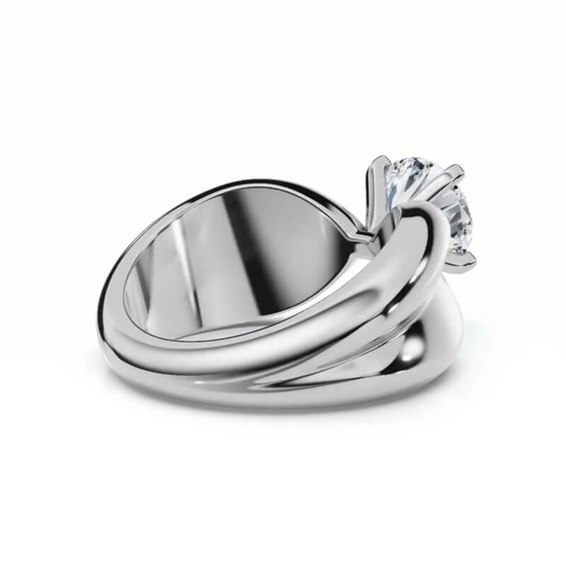 Solitaire Round Moissanite Pinched Bow Shaped Engagement Ring