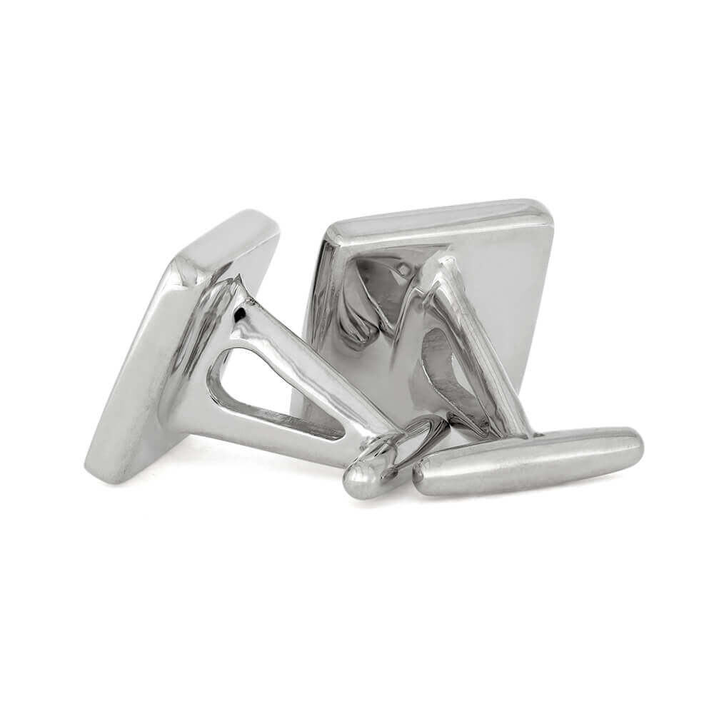 Square Cuff Links with Woven Carbon Fiber Inlay