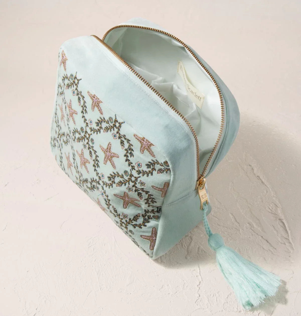 Starfish Garden Velvet Wash Bag