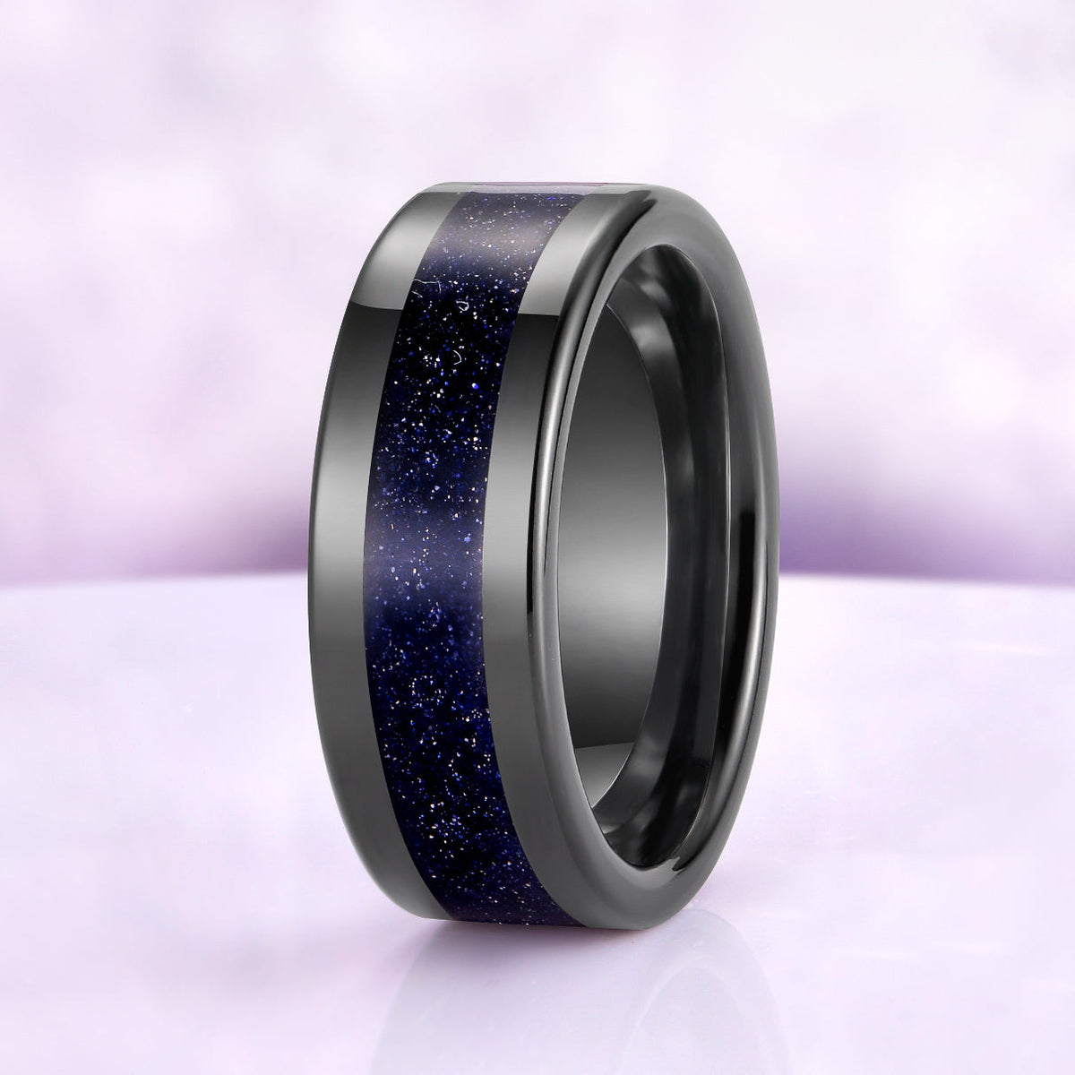 Starry Night Goldstone Inlay Mens Tungsten Ring (8mm)